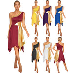 Load image into Gallery viewer, Women Church Choir Worship Praise Dress Modern Lyrical Dance Performance Costume One Shoulder Irregular Hem Dresses Dancewear