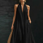 Load image into Gallery viewer, Dresses for Women New Summer Sleeveless Halter Women Dress Casual Black White A-LINE Dress Women Vestidos De Verano Mujer