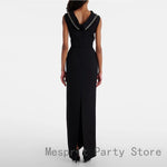 Load image into Gallery viewer, Black Evening Gown For Women Sheath Saudi Dress Floor Length Formal Party Dress Sleeveless Beading Prom Dress