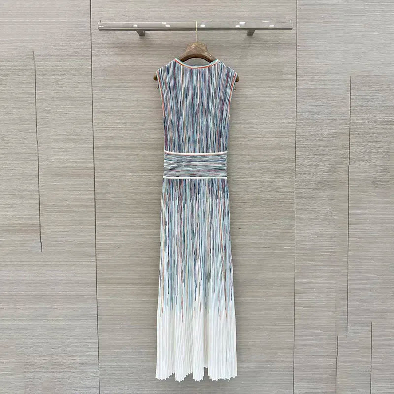 Women's vacation-style dresses, sleeveless knit dresses, color-blocked maxi dresses, high-quality workwear, 2026, new arrivals,
