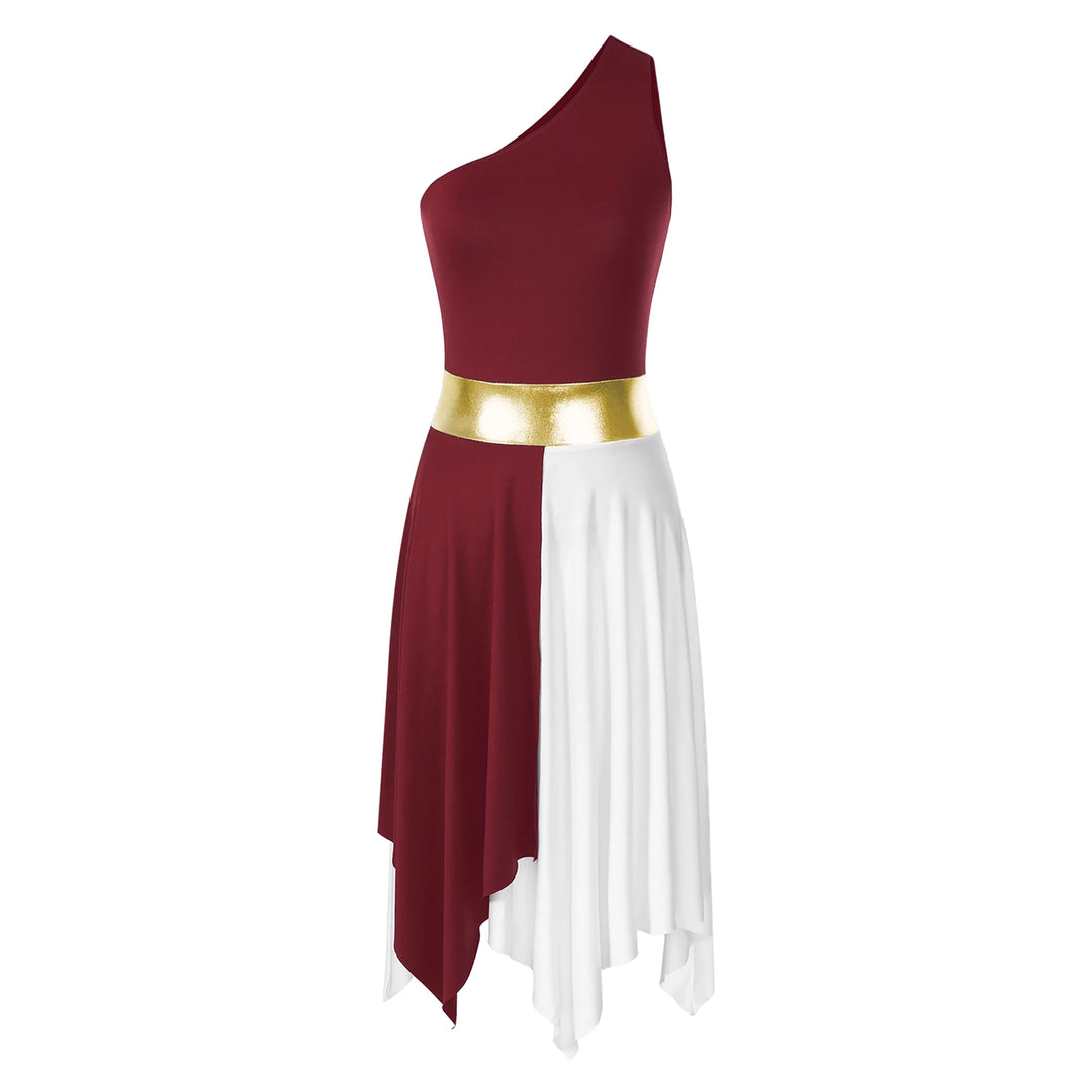 Women Ladies Lyrical Praise Dance Dress Performance Costume Modern Contemporary Celebration of Spirit Dancewear Split Long Dress