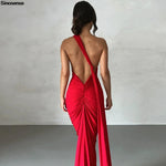 Load image into Gallery viewer, Womens Elegant Evening Party Cocktail Long Dress Sexy Backless Open Back Ruched Slim Bodycon Formal Wedding Guest Maxi Dress