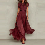 Load image into Gallery viewer, Women's Dress 2026 Summer New Style Stylish V-neck Waist Cinched Dress Breathable Slimming Ruffle Edge Girls' Big Swing Dress