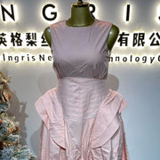 New Spring/Summer Party Dress for Women: Elegant V-neck Sleeveless High-waisted Slim Fit Pleated Patchwork Casual-GZXX442
