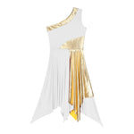 Load image into Gallery viewer, Women Church Choir Worship Praise Dress Modern Lyrical Dance Performance Costume One Shoulder Irregular Hem Dresses Dancewear