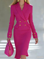 Load image into Gallery viewer, Women Elegant Blazer Dress Spring New Elegant Double Breasted Long Sleeve Dress Office Business Cocktail Party Formal Occasions