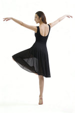 Load image into Gallery viewer, Adult Women Lyrical Dance Costume Modern Contemporary Dancewear V-Neck Backless Mesh Tulle Flowy Overlay Dress Stage Performance