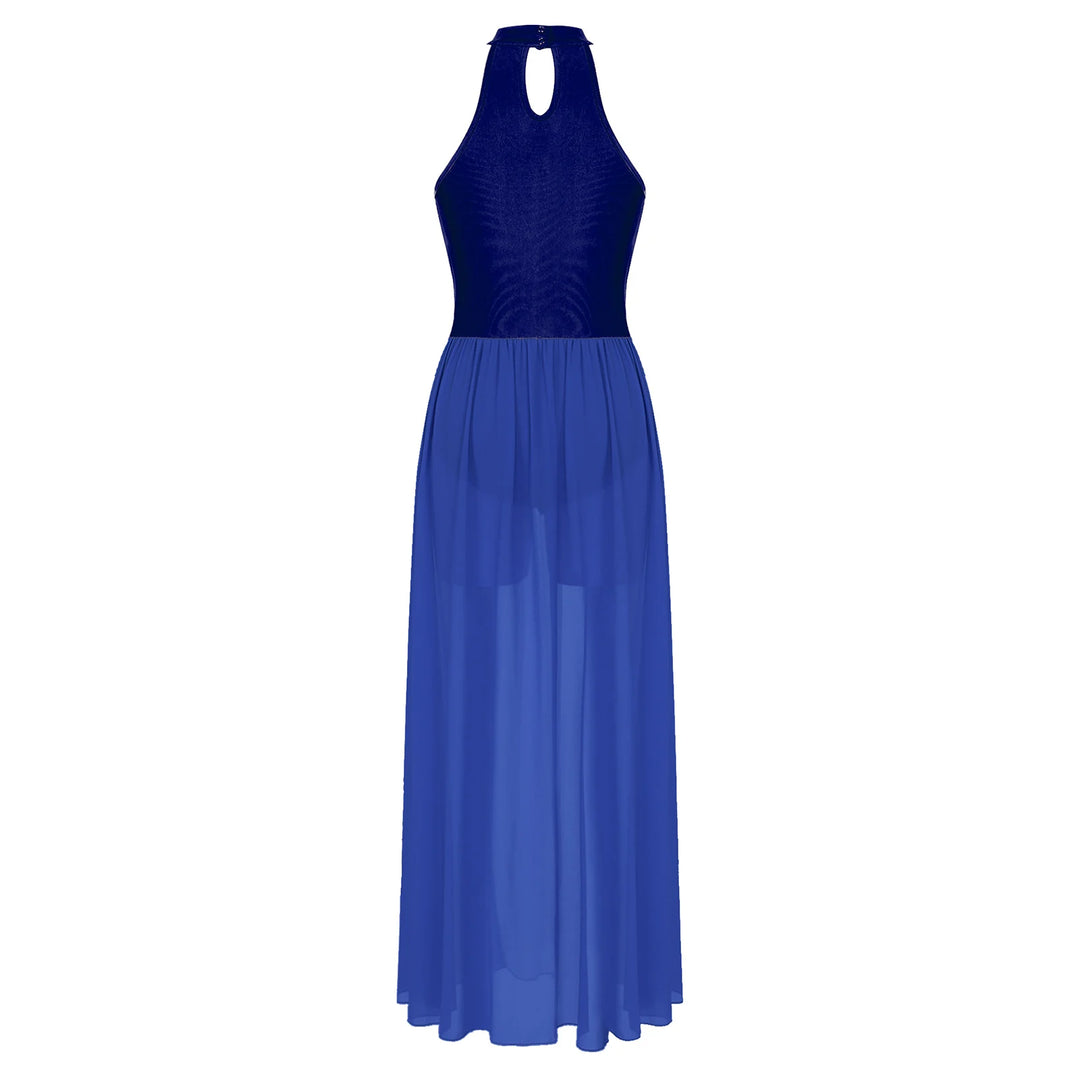 Women Ladies Lyrical Praise Dance Dress Performance Costume Modern Contemporary Celebration of Spirit Dancewear Split Long Dress