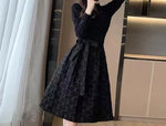 Load image into Gallery viewer, Black Dress for Women in Spring 2025 Fashionable Jacquard Mid Length Design Waist Cinching and Slimming A-line Skirt
