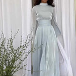 Load image into Gallery viewer, Muslim Modest Dress for Women Lace Up Pleated Long Dresses Jalabiya Ramadan Morocco Dubai Kaftan Islam Vestidos Arab Robe Abayas