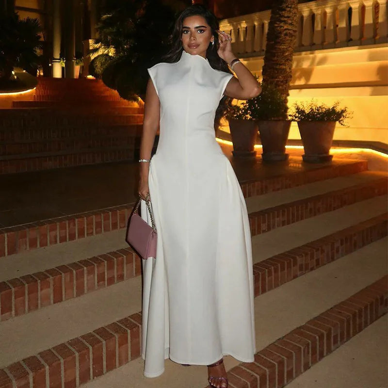 Evening Dress Dresses 2025 Woman Vestidos A-line Women's Clothing Solid Color Sleeveless Party Prom Banquet Temperament Elegant