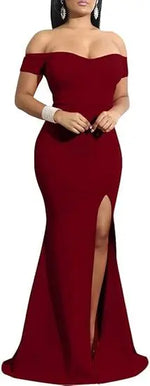 Load image into Gallery viewer, Evening Dresses فساتين سهرة Elegant Women's Off Shoulder High Split Long Formal Party Dress Evening Gown