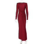 Load image into Gallery viewer, Women's Elegant Wedding Party Dress Female Clothing O-neck Long Sleeve Ruched High Waist Bodycon Long Maxi Evening Prom Dresses