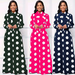 Load image into Gallery viewer, Casual Dresses Elegant Women Long Dress Sleeve Female Robe Bow Knot Polka Dots Girl's Vestidos Lady's Maxi Dresses