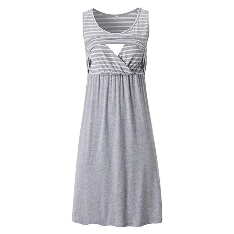 Maternity Dresses Fashion Striped Dress Summer Dress Loose Simple Sleeveless Dress Women's Clothing