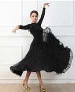 Load image into Gallery viewer, Ballroom Dancing Dresses Women Simple Black Elegant Flamenco Modern Dance Skirt Lady's Standard Waltz Ballroom Dance Dress