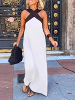 Load image into Gallery viewer, Summer Fashion Dresses For Women Sleeveless Solid Color Square-neck Casual Simple Elegant Suspender Loose Long Dresses 2025 New