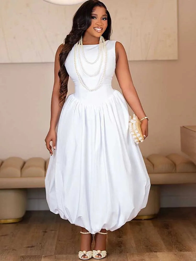 Sleeveless Dresses for Women High Waisted Summer Corset Long Dress Casual Fashion White Elegant Dress Wholesale Dropshipping