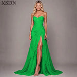 Load image into Gallery viewer, Elegant Women Evening Dresses for Women Luxury Chiffon Chapel Train Gowns Side Slit Sleeveless Wedding Long Dress Vestidos