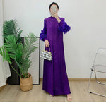 Load image into Gallery viewer, Women Elegant Evening Party Dresses 2025 Summer New Solid Colour Classic Long Sleeve Plate Flower Design Prom Dresses Female