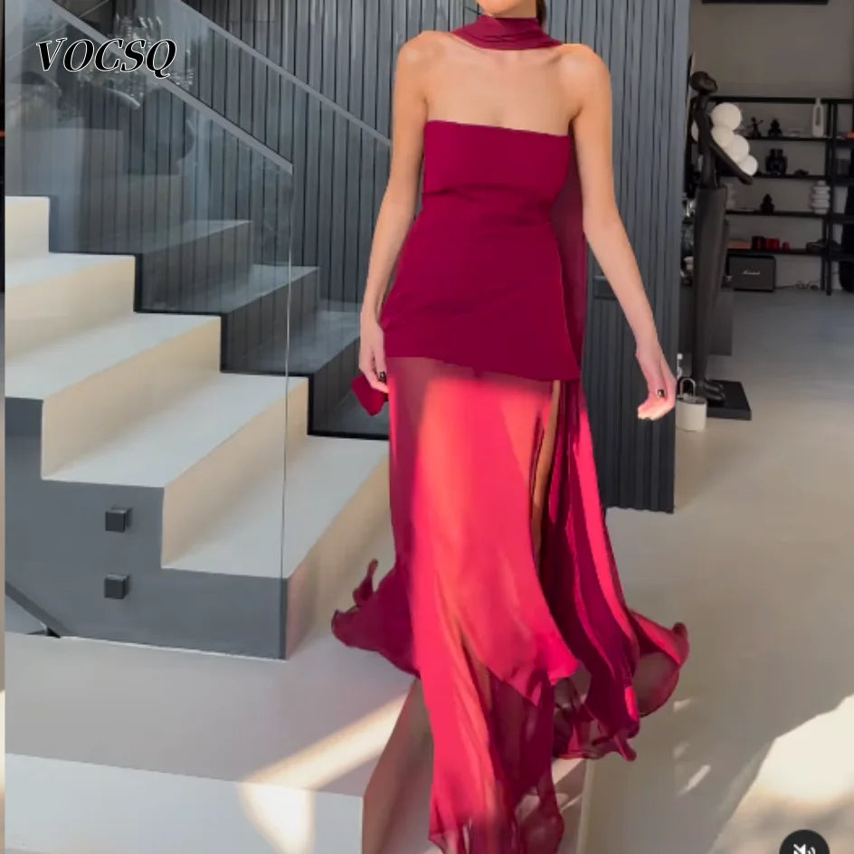 Elegant Prom Dress for Women A Line Sleeveless Slit Evening Dress Vestidos De Noche Vestidos De Fiestas Elegantes Mujer New