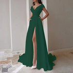 Load image into Gallery viewer, 2026 Women's Elegant Party Evening Dresses Sexy V-neck Ruffle Solid Mid Waist Temperament Maxi Dress Prom Dresses Vestidos Femme