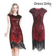1920s Dresses for Women Flapper Dress Lace Fan Feather Headband Sequins Beads Fringes 20s Accessories Vintage Mafia Costume