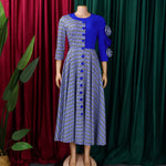 Load image into Gallery viewer, Elegant Dresses for Women 2025 Fall Fashion African 3/4 Sleeve Party Birthday New Robe Chic 3D Flower Plaid Evening A-Line Dress