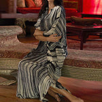 Load image into Gallery viewer, Women's Dress Fashion Beach Vacation Striped Printed Robe 2023 Summer New Casual Vintage Loose Waist V-Neck Long Dresses Female