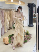 Load image into Gallery viewer, Women's Dresses: Elegant &amp; Stylish V-Neck, Flared Long Sleeve, Layered Lace Tiered "Cake" Dress — 2026 Summer New Arrival