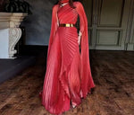 Load image into Gallery viewer, Elegant Party Dress for Women Temperament Fashion 2025 Fall Winter New Batwing Sleeve Shawl Split Vestidos Evening Long Dresses