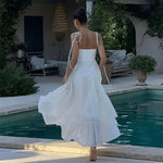 Load image into Gallery viewer, MUJER White Long Dresses For Women Ruffle Slip Corset Dress Woman Fashion Sleeveless Backless Summer Sexy Holiday Party Dresses