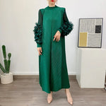 Load image into Gallery viewer, Women Elegant Evening Party Dresses 2025 Summer New Solid Colour Classic Long Sleeve Plate Flower Design Prom Dresses Female