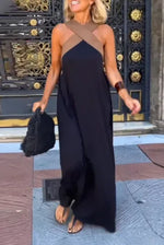 Load image into Gallery viewer, Summer Fashion Dresses For Women Sleeveless Solid Color Square-neck Casual Simple Elegant Suspender Loose Long Dresses 2025 New