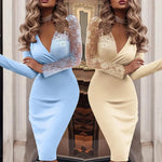 Load image into Gallery viewer, Evening Dresses for Women Spring Autumn Elegant Sexy Bodycon Dress Deep V-neck Long Sleeve Lace Formal Party Prom Gowns Vestidos