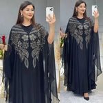 Load image into Gallery viewer, Muslim Dress for Women Loose Batwing Sleeved Beaded Long Abaya Dress Kaftan Abayas Islamic Robe Two Piece Set