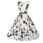 Load image into Gallery viewer, Women Dress Vintage Robe Audrey Hepburn Rockabilly Retro Sleeveless Print Party dresses Summer Vestidos