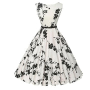 Women Dress Vintage Robe Audrey Hepburn Rockabilly Retro Sleeveless Print Party dresses Summer Vestidos