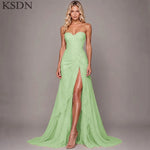 Load image into Gallery viewer, Elegant Women Evening Dresses for Women Luxury Chiffon Chapel Train Gowns Side Slit Sleeveless Wedding Long Dress Vestidos