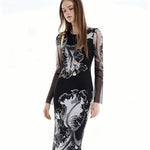Load image into Gallery viewer, European, American and Spanish original single women's dress with printed elastic splicing light luxury long skirt new product
