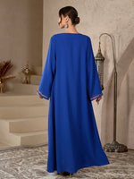 Load image into Gallery viewer, Ramadan Islamic Modest Abaya Dress for Women Ethnic Colorful Embroidery Morocco Casual Round Neck Long Robe Elegant Dubai Muslim