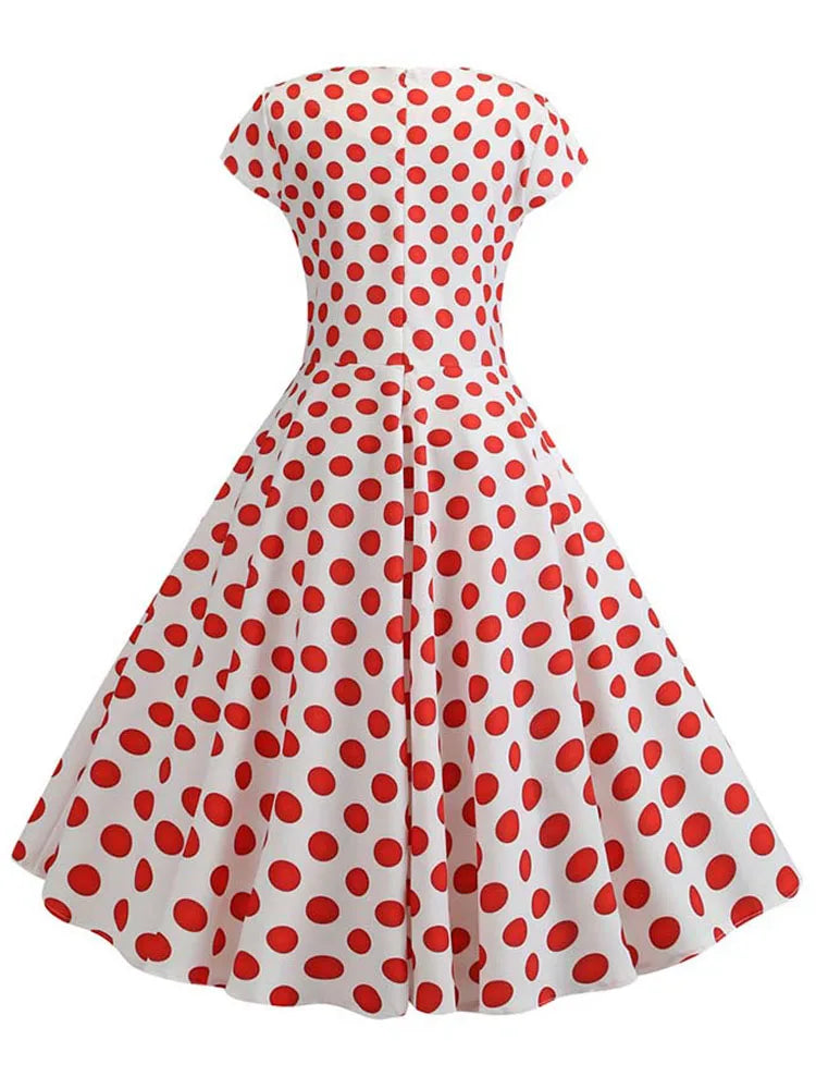 Women Summer Music Note Print Dress 50s 60s Robe Retro Swing Casual Vintage Party Dresses Vestidos