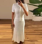 Load image into Gallery viewer, Women's Casual Simple White Knitted Dress 2025 Summer New Style Temperament Commuting Female Fashion Elegant Mermaid Dresses
