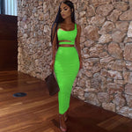 Load image into Gallery viewer, Women Dress Elegant Long Dresses Party Night Dress Women Dresses Woman Female Clothing Sexy Pleated Hollowout Two-piece Dress