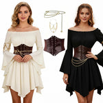 Load image into Gallery viewer, Women's Dress Vintage European-Style Off-The-Shoulder Bell-Sleeve Medieval Renaissance Court-Style Dresses Halloween Costume