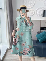 Load image into Gallery viewer, Womens Dresses Evening Dresses Fashion Holiday Style Printed Dress Spring/Summer Flower Folding Long Dress Loose Plus Size Skirt