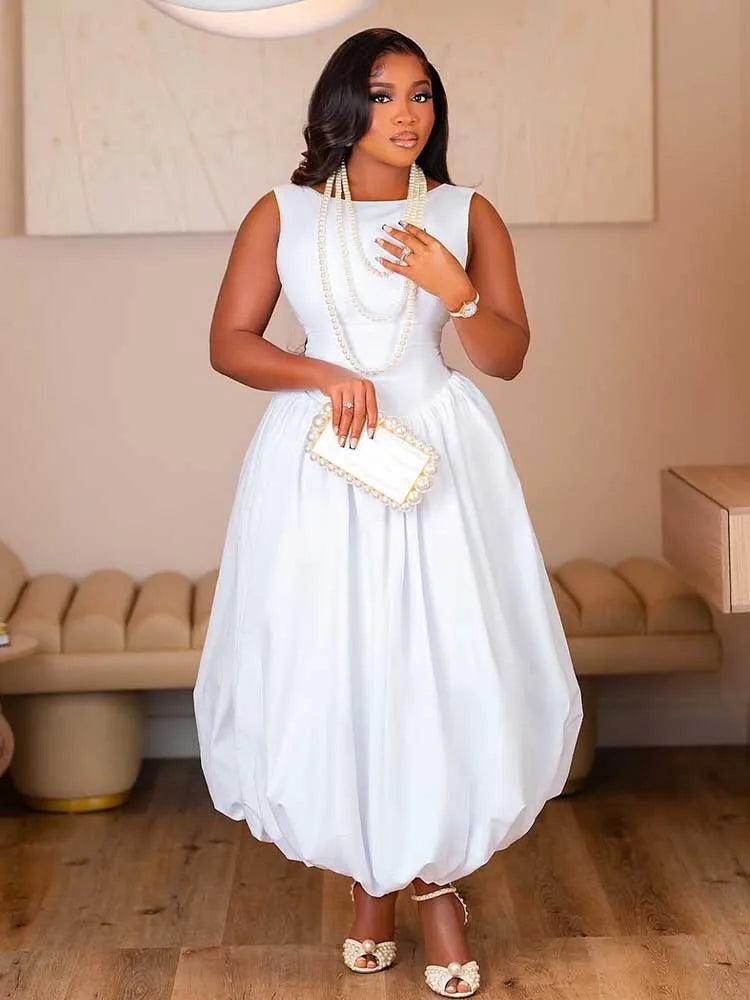 Sleeveless Dresses for Women High Waisted Summer Corset Long Dress Casual Fashion White Elegant Dress Wholesale Dropshipping