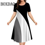 Load image into Gallery viewer, Women's Dresses Contrast Colors Striped Elegant Casual O-Neck Short Sleeve Fashion Dresses Summer Women's Plus Size Clothing 9XL