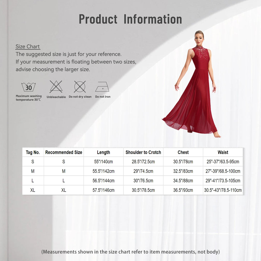 Women Lyrical Dance Dress Halter Glittery Rhinestones Patchwork Irregular Mesh Ruffled Hem Dress for Dance Classes Competition
