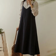 Dresses for Women 2025 Loose Elegant Dress Woman Sexy Sleeveless Spaghetti Strap Pockets Cotton Off The Shoulder Dress KE1409